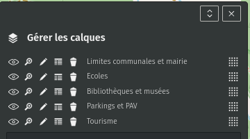 Capture d’écran du panneau de gestion des calques.